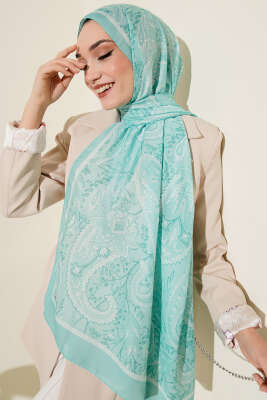 Paisley Motifli Soft Şal Su Yeşili - VERTU (NYD TEKSTİL)