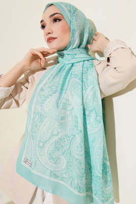 Paisley Motifli Soft Şal Su Yeşili - Başörtüsü