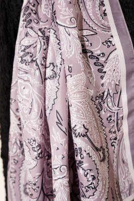 Paisley Motifli Soft Şal Taş Gri - Başörtüsü