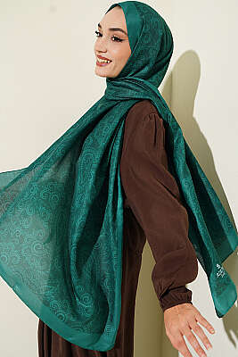 Paisley Motifli Soft Şal Zümrüt - ASSE BONE