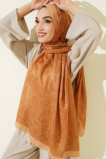 Paisley Motifli Soft Şal Camel - Başörtüsü