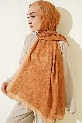 Paisley Motifli Soft Şal Camel - Başörtüsü