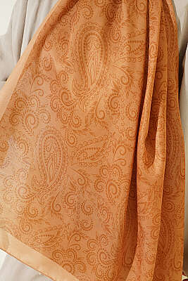 Paisley Motifli Soft Şal Camel - Başörtüsü