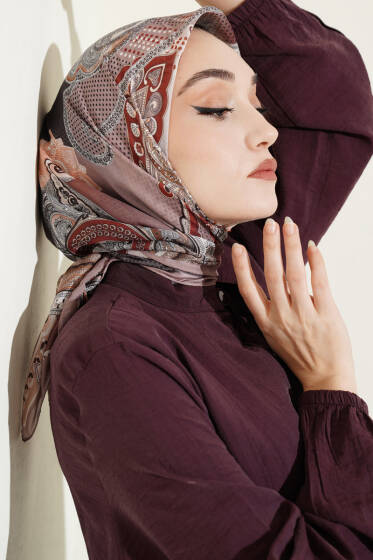 Paisley Retro Desen Eşarp Bej - Başörtüsü