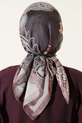 Paisley Retro Desen Eşarp Bej - Başörtüsü