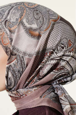 Paisley Retro Desen Eşarp Bej - Başörtüsü