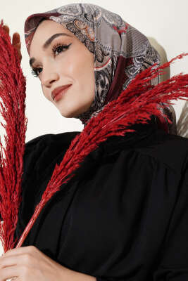 Paisley Retro Desen Eşarp Kiremit - Başörtüsü