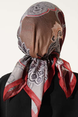 Paisley Retro Desen Eşarp Kiremit - Başörtüsü
