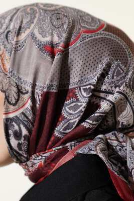 Paisley Retro Desen Eşarp Kiremit - Başörtüsü