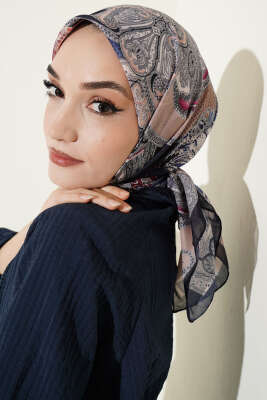 Paisley Retro Desen Eşarp Lacivert - SİNEM EŞARP