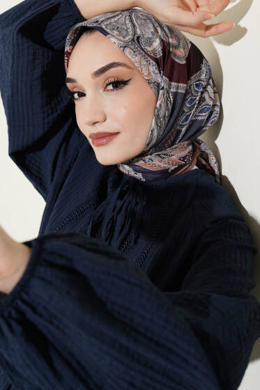 Paisley Retro Desen Eşarp Latte - Başörtüsü