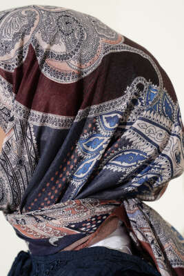 Paisley Retro Desen Eşarp Latte - Başörtüsü