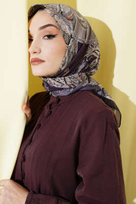 Paisley Retro Desen Eşarp Mor - SİNEM EŞARP