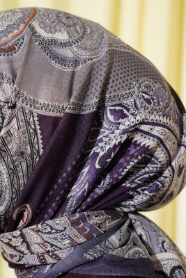Paisley Retro Desen Eşarp Mor - Başörtüsü