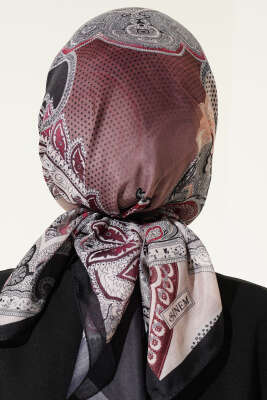 Paisley Retro Desen Eşarp Siyah - Başörtüsü