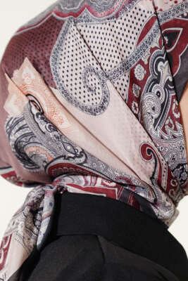 Paisley Retro Desen Eşarp Siyah - Başörtüsü
