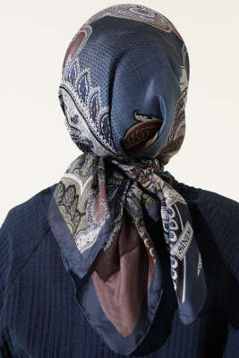 Paisley Retro Desen Eşarp Soft Mavi - Başörtüsü