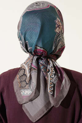 Paisley Retro Desen Eşarp Vizon - Başörtüsü