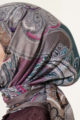 Paisley Retro Desen Eşarp Vizon - Başörtüsü