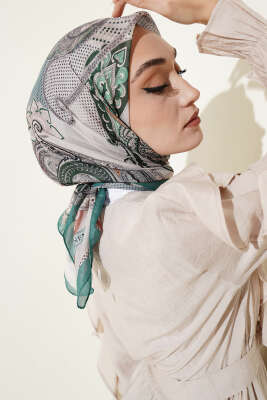 Paisley Retro Desen Eşarp Yeşil - SİNEM EŞARP