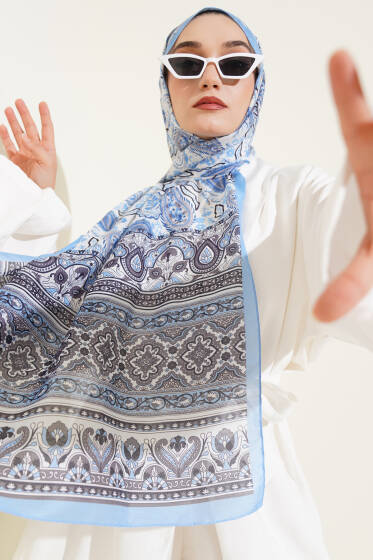 Paisley Rüyası Serisi Şal Bebe Mavi - Başörtüsü