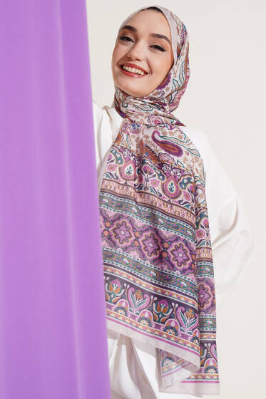 Paisley Rüyası Serisi Şal Bej - Başörtüsü