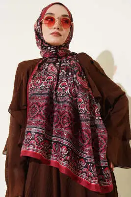 Paisley Rüyası Serisi Şal Bordo - Başörtüsü