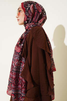 Paisley Rüyası Serisi Şal Bordo - Başörtüsü