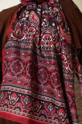 Paisley Rüyası Serisi Şal Bordo - Başörtüsü