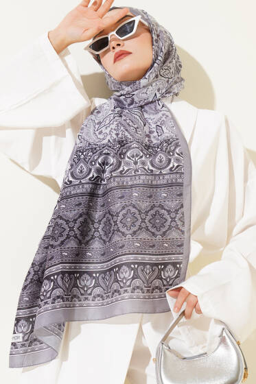 Paisley Rüyası Serisi Şal Gri - Başörtüsü