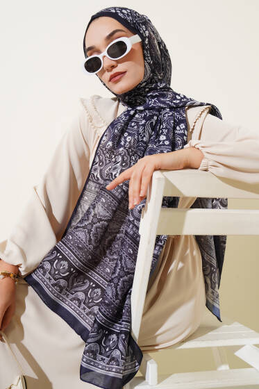 Paisley Rüyası Serisi Şal Lacivert - Başörtüsü