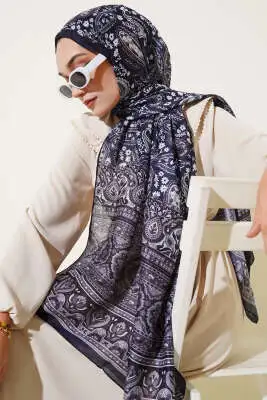 Paisley Rüyası Serisi Şal Lacivert - Başörtüsü