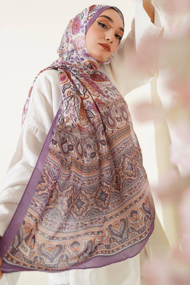 Paisley Rüyası Serisi Şal Lila - Başörtüsü