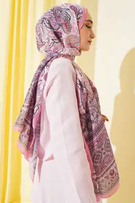 Paisley Rüyası Serisi Şal Pembe - Başörtüsü