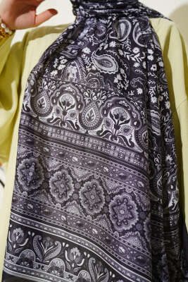 Paisley Rüyası Serisi Şal Siyah - Başörtüsü