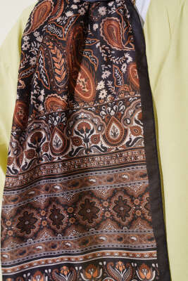 Paisley Rüyası Serisi Şal Siyah Latte - Başörtüsü