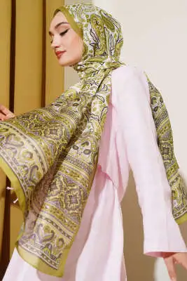 Paisley Rüyası Serisi Şal Yağ Yeşili 