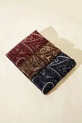 Paisley Şerit Geçişli 3'lü Şal Seti Asorti 2 