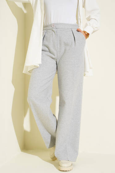 Palazzo Kaşe Pantolon Gri - Pantolon