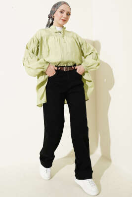 Palazzo Kemerli Kot Pantolon Siyah - Pantolon