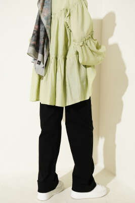 Palazzo Kemerli Kot Pantolon Siyah - Pantolon