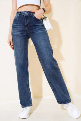 Palazzo Yüksek Bel Kot Pantolon Mavi - Kadın Giyim Modelleri