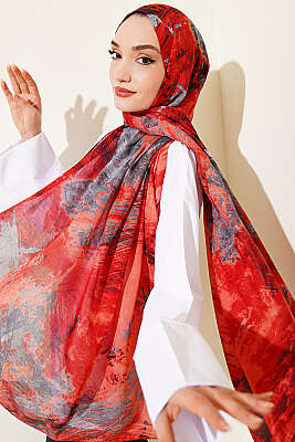 Palet Desen Vio Light Şal Bordo - MODA KAŞMİR