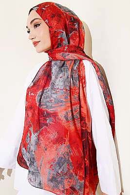 Palet Desen Vio Light Şal Bordo - Başörtüsü