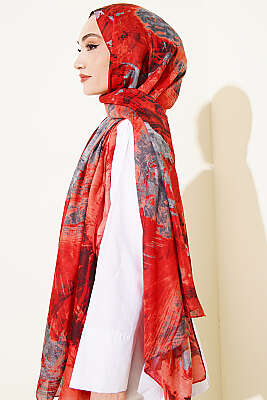 Palet Desen Vio Light Şal Bordo - Başörtüsü