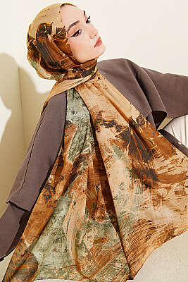 Palet Desen Vio Light Şal Camel - MODA KAŞMİR