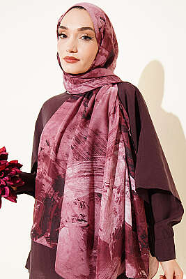 Palet Desen Vio Light Şal Gül Kurusu - Başörtüsü