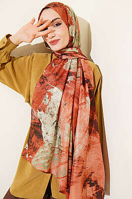 Palet Desen Vio Light Şal Kiremit - MODA KAŞMİR