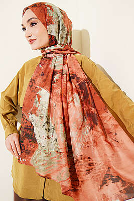 Palet Desen Vio Light Şal Kiremit - Başörtüsü