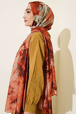 Palet Desen Vio Light Şal Kiremit - Başörtüsü